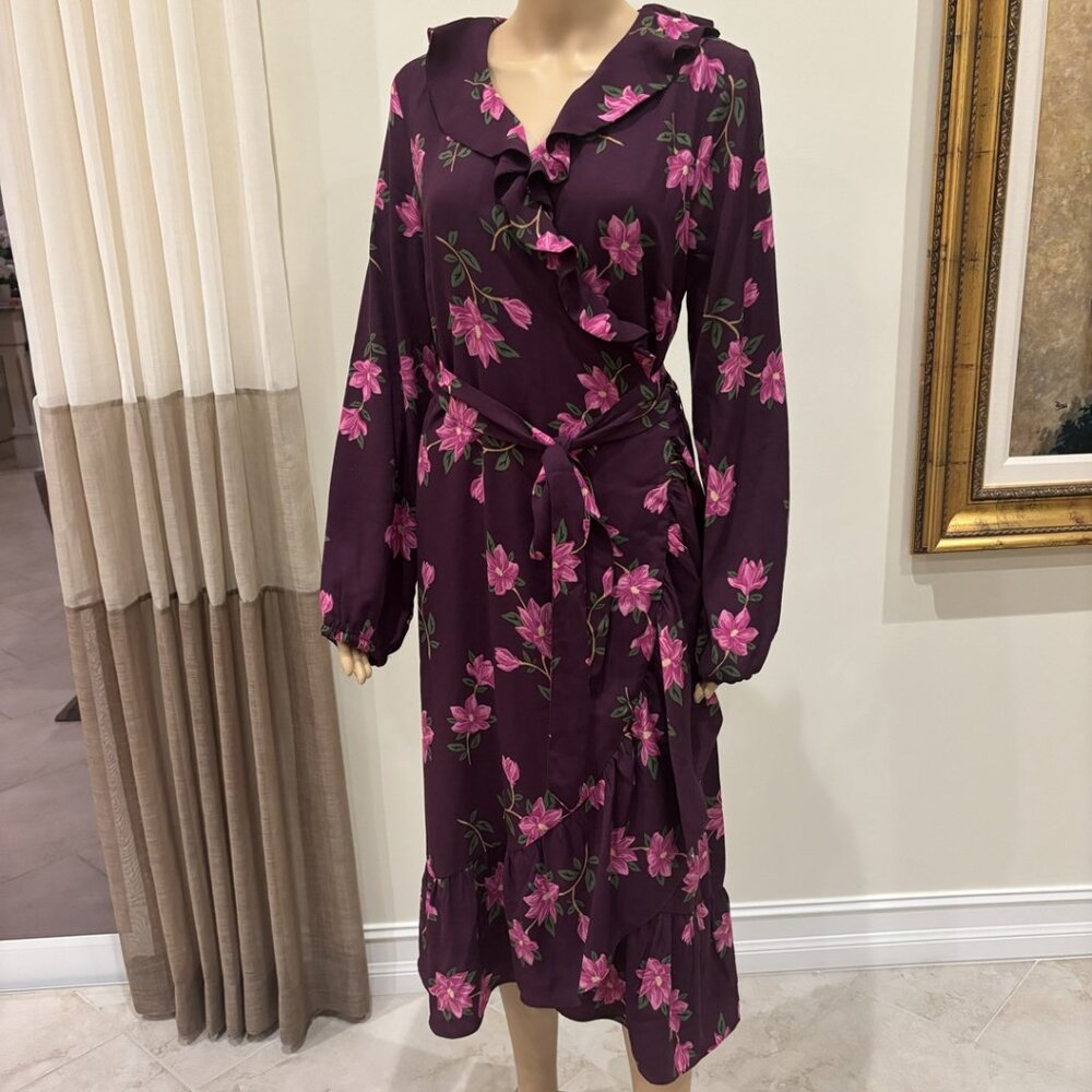 Draper James by Reese Witherspoon Plum Floral Wrap Dress - Size Large